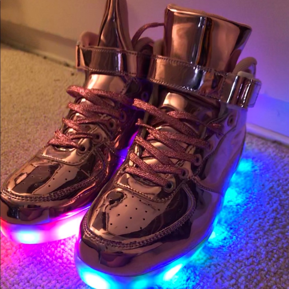 LED metallic pink high tops size 9